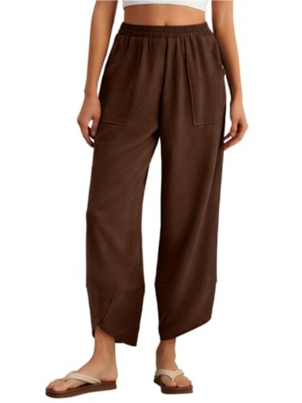 Women's Harem Pants Rayon Polyester Wide Leg Elastic Waist Casual
